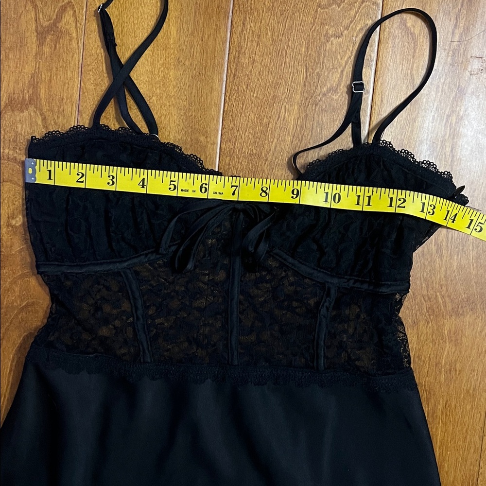 Forever 21 Y2K Black Lace Slip Dress Sz M Whimsigoth Grunge Fairy Romantic Midi - Picture 4 of 11